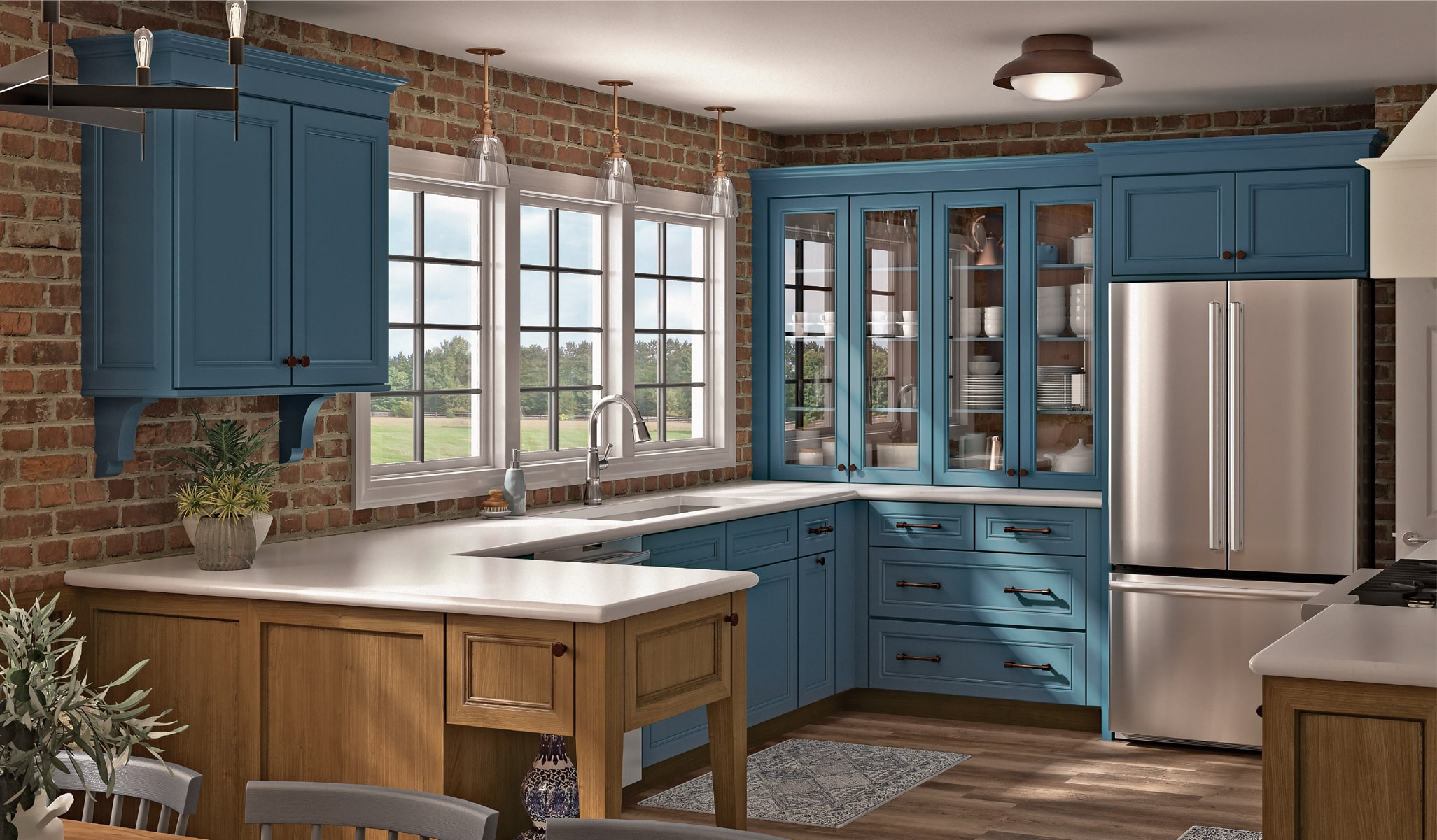 Blue kitchen with Kraftmaid cabinetry
